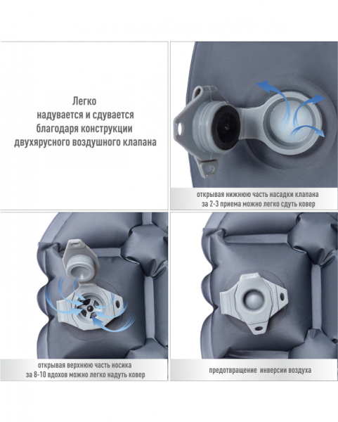 Atepa 1008 mattress коврик надувной (св. серый, 189х58х6 см)