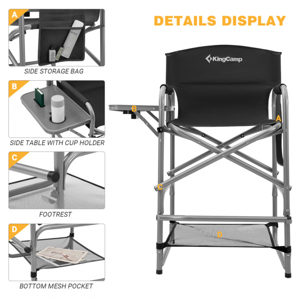 King Camp 2023 tall director chair кресло скл. сталь (82/58×59×67/103 cm)