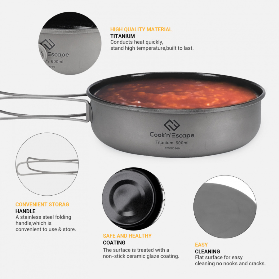 King Camp ca2109 titanium frying pan сковорода со складными ручками