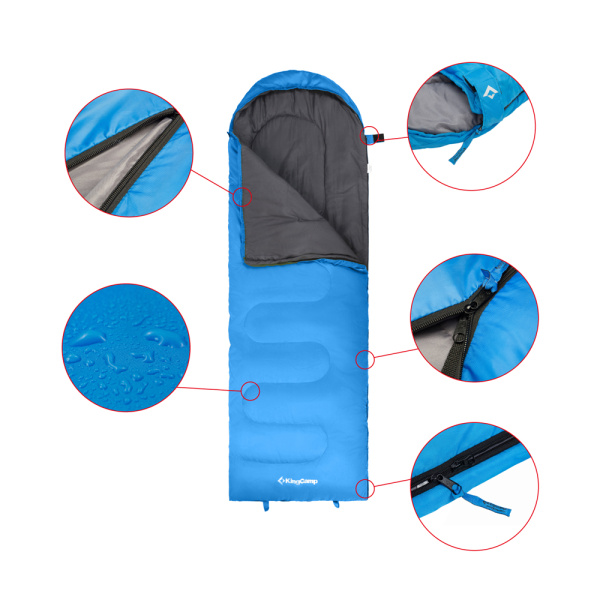 King Camp 3222 oasis 250xl -3c спальный мешок (синий левый)