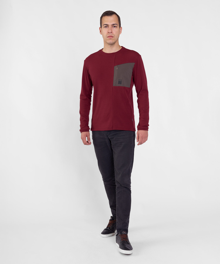 Футболка с длинным рукавом QR LS Мужская (S, 1100/бордовый, , , , , )